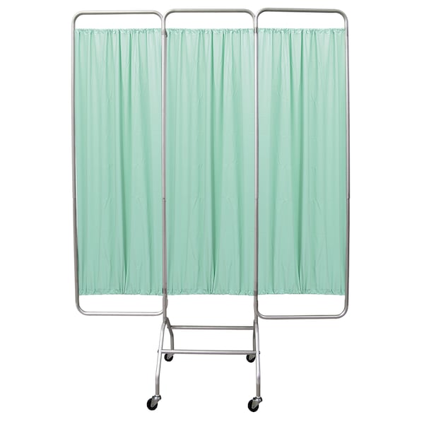 3 Section Mobile Screen Frame with Casters in Green